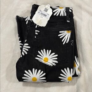 Black Jeans with White Floral Print